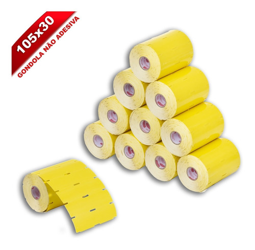 10 Rolos Etiqueta Gondola 105x30 Amarela Zebra Argox Elgin Cor Amarelo