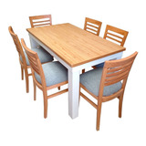 Juego Comedor Mesa 160x80 + 6 Sillas Paraíso En Chenille