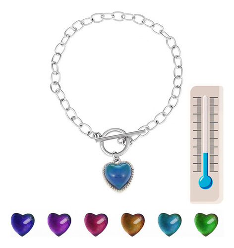 Pulsera De Corazón Cambio De Color Por Emociones Inoxidable