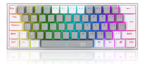 Teclado Mecânico Gamer Compacto Redragon Fizz Cinza E Branco