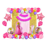 Kit Decoración Con Globos Fiesta Princesa Peach (100 Piezas)