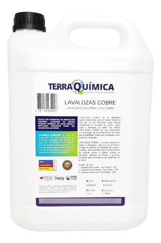 Lavaloza Industrial Cobre Detergente Líquido Terraquimica 5l