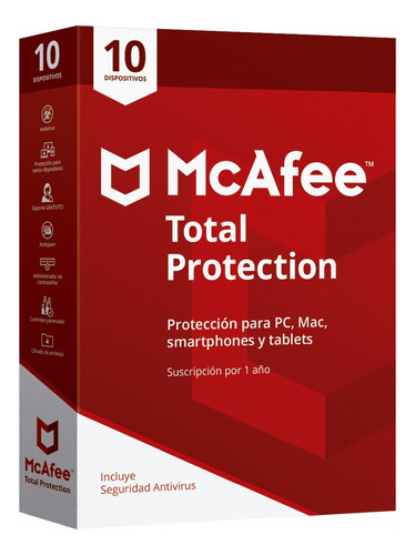 Mcafee Antivirus Total Protection 10 Disp 1 Año Key Global