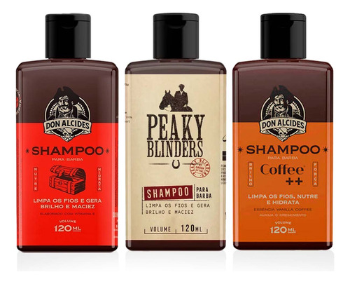 Kit 3x Shampoo Barba Negra Coffee Peaky Blinders Don Alcides