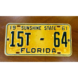 Placa Patente Antigua De Florida 1961  Estados Unidos