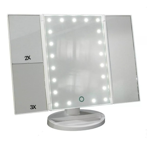 Espejo Con Luz Led Triptico P/ Maquillaje Color Blanco E152