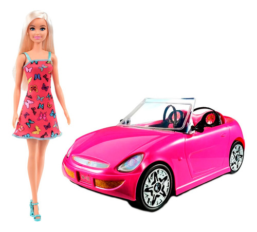 Auto Con Muñeca Barbie Original Articulada Y Stickers Mattel