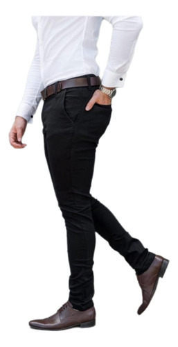 Pantalon Corte Chino Gabardina Elastizada Hombre Chupin