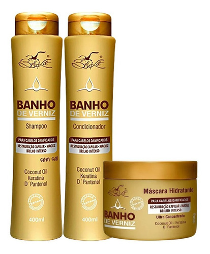 1 Kit Banho De Verniz Belkit 3 Itens - Pronta Entrega