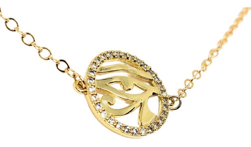 Collar Amuleto Ojo De Horus Bañado En Oro 24k