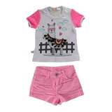 Conjunto Infantil Feminino Menina Jeans E Algodão Tam.4