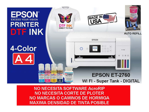 Impresora Epson Ecotank Et-2760 Para Dtf 