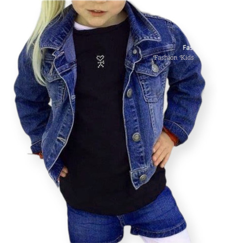 Jaqueta Blusa Com Lycra Casaco Jeans Bebê Fashion Menina