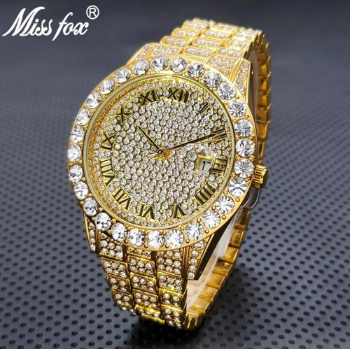 Reloj Con Calendario Super Brillo Strass Excelente Calidad. 