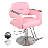 Silla Estetica Barberia Hidraulica Neumatica Ajustable Salon Color Rosa Forma De La Base Cuadrada Tipo De Respaldo Fijo