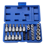 Juego De 34 Puntas E-torx Para Sockets Macho Hembra 3/8'' 5/