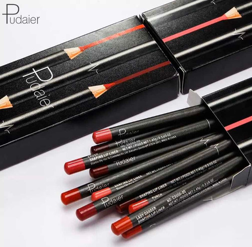 Lápiz Delineador De Labios Pudaier, Set De 12 Unidades