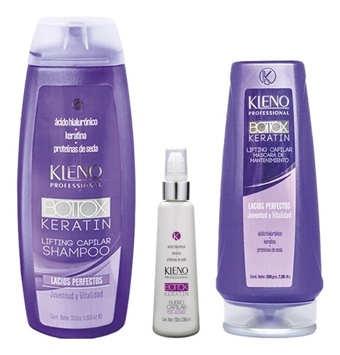 Kit Shampoo + Mascara + Suero Bottox Keratin Lifting Kleno