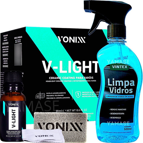 V-light 20ml Coating Vitrificador Farol Limpa Vidros Vonixx