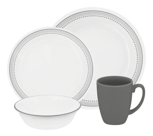 Set De Vajilla Classic Mystic Gray Corelle De 16 Piezas