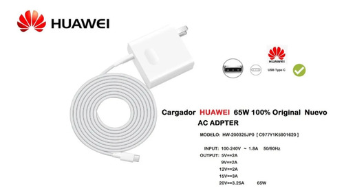 Cargador Laptop Huawei Usb-c 65w (cp81) Nuevo 100% Original
