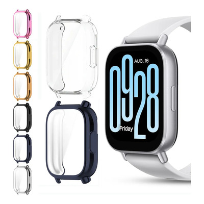 Moeofue 2pz Case Mica Para Redmi Watch 5 Active Protector Funda Vidrio Smart Watch 42mm Transparente+azul