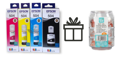  Pack 4 Tinta Epson T504 Ecotank Orig. L4150 L4160 +15plumas