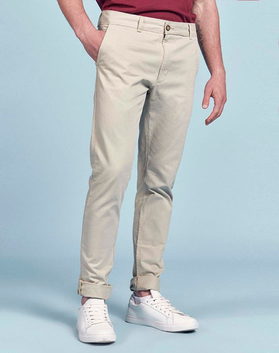 Pantalón Chino Praga, De Gabardina, Clásico, Tiza, Equus