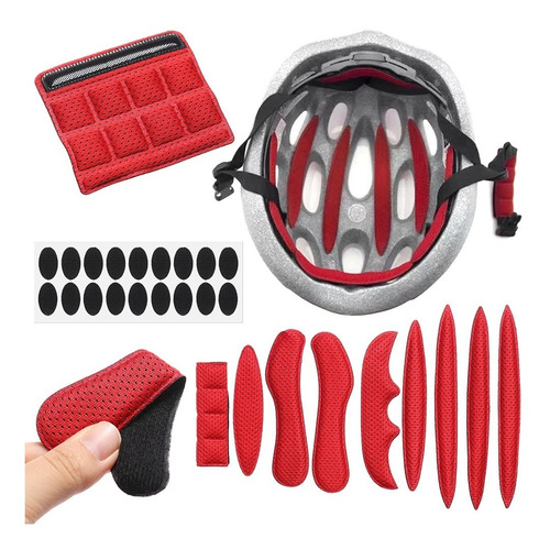 Kit P/ Forro Para Capacete Bike Almofada Universal Vermelho 