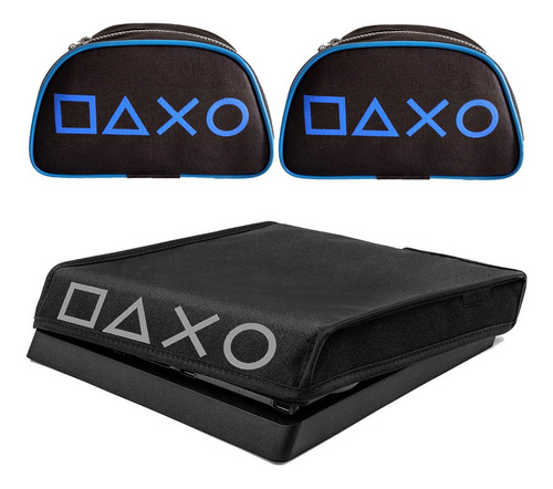 Kit Capa + 2 Bolsas Case P Controle Ps4 Slim Estojo Protetor