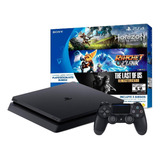Sony Playstation 4 Slim 500gb Hits Bundle: Horizon Zero Dawn/ratchet Clank/the Last Of Us: Remasterizado Cor  Preto Onyx