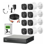 Dahua Kit Cctv 8 Cámaras 2 Mp + Disco Duro 3 Tb Cámaras De Seguridad Con Detección De Movimiento  Kit Cctv Con Accesorios Incluidos