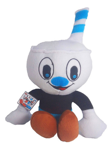 Cuphead Peluche Mugman Azul 44cm Popote Isla Bordado Calidad