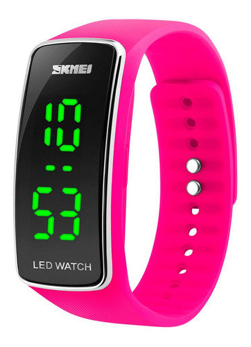 Reloj Unisex Skmei 1119 Digital Cronometro Luz Led Watch Color De La Malla Fucsia