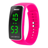 Reloj Unisex Skmei 1119 Digital Cronometro Luz Led Watch Color De La Malla Fucsia