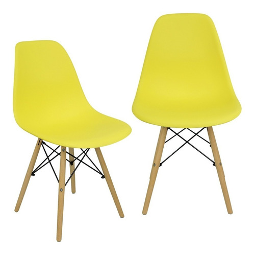 Kit 2 Cadeiras Charles Eames Eiffel Wood Design Varias Cores