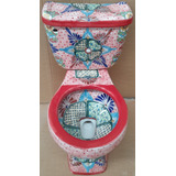 Sanitario Wc De Talavera Decorado - Coral