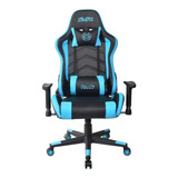 Silla De Escritorio Njoytech Stratos Gamer Ergonómica  Negra Y Azul Con Tapizado De Cuero Sintético