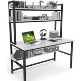 ~? Aquzee Computer Desk Con Hutch Y Bookshelf, 47 Pulgadas W