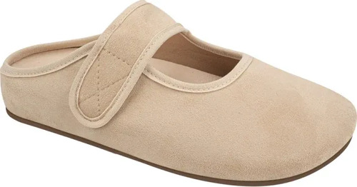 Zapato Comodo Zueco Liso Mujer Suave Confort Beige 1265136