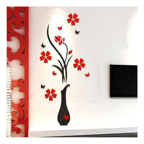 Pegatinas De Pared Y Diy Jarrón Con Forma De Árbol De Flores