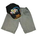 Bermuda Gris De Jean Talle 4 + Gorra De Herny Huggle Monster