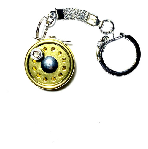 Llavero Pesca Mini Reel Mosca Omoto Con Movimiento