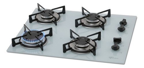 Cooktop Fischer 4 Bocas Gás Mesa Vidro Branco