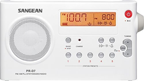 Sangean Prd7 Amfm Radio Digital Recargable Portatil Blanco