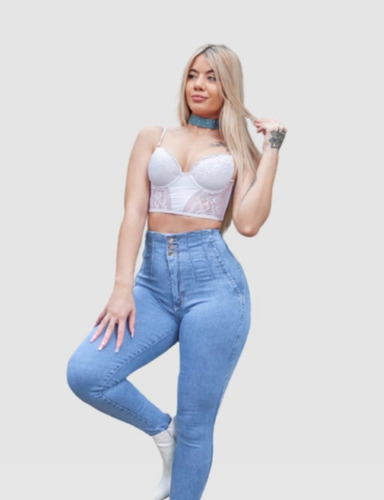 Jeans Mujer Elastizado Cintura Alto Levanta Cola Modelador 