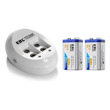 Combo Cargador 9v Usb + 2 X Bateria Li-ion 9v 600mah Ebl 