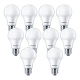 Combo X10 Lamparas Led Philips Ecohome 9w Calida E27 3000k