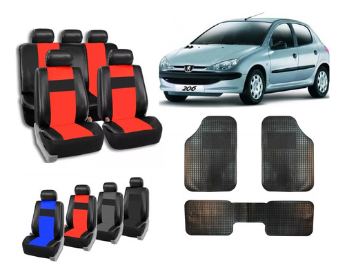 Fundas Cubre Asiento Cuerina Para Peugeot 206 + Alfombra 3p