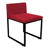 Cadeira De Jantar Recepção Lee Ferro Preto Corino Vermelho